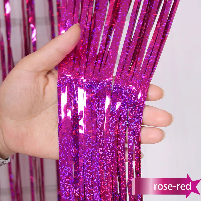 Glitter rose red Свадебный фон занавеска Золотая мишура бахрома шторы из фольги День Рождения украшения стены блесток фон блестящие занавески Swag - Цвет: Glitter rose red