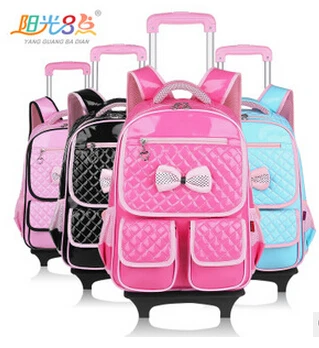 2018 New School bags primary school backpacks wheels girl students PU shoulder Removable type | Багаж и сумки