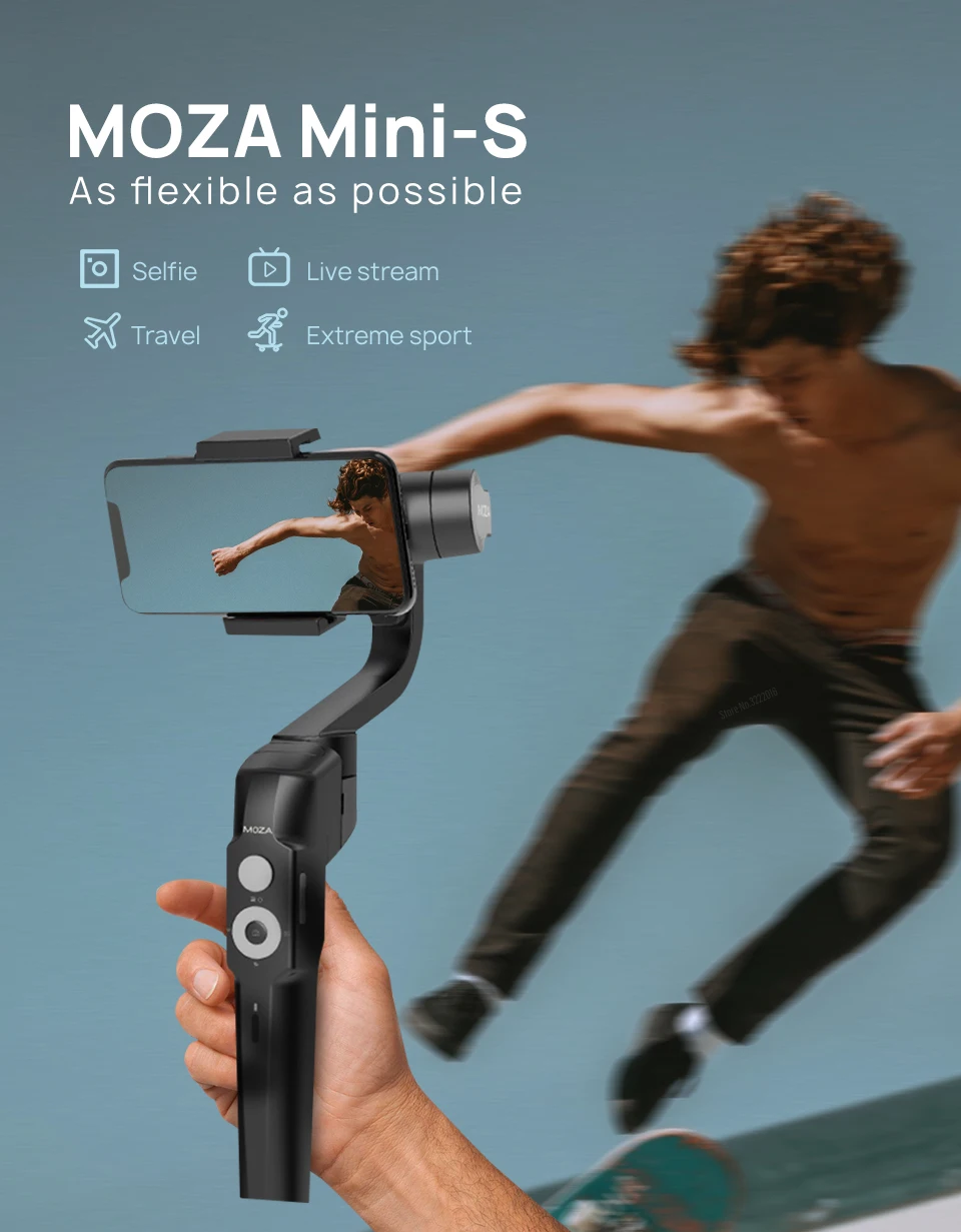 MOZA MINI S 3-Axis Складной Карманный ручной шарнирный стабилизатор для камеры GoPro MINI S для iPhone X смартфона GoPro VS MINI MI VIMBLE 2