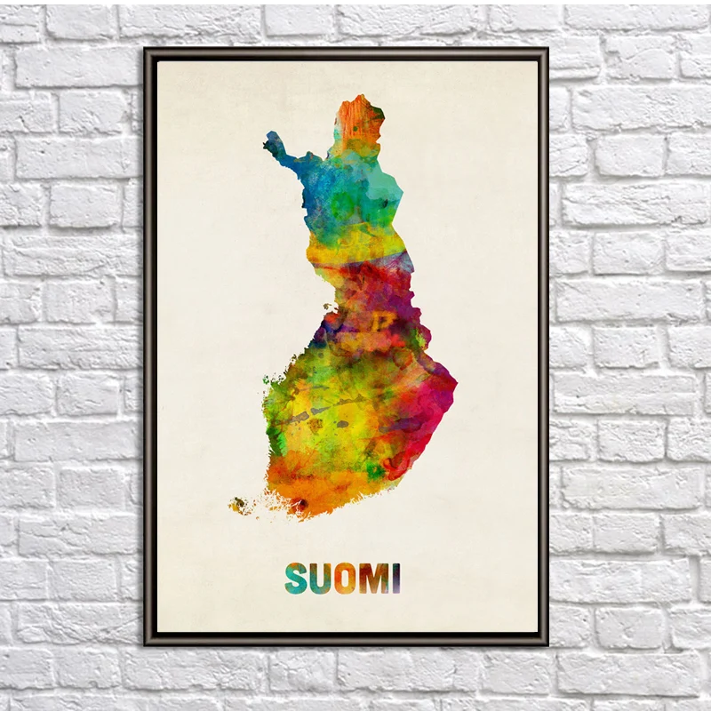 Современная Карта Финляндии холст художественный печатный плакат Настенная
