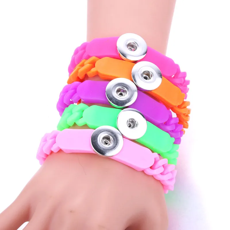 New Elasticity Rubber Snap Bracelet for Women Colorful Silica Gel Bracelets &amp Bangles Fit 18mm 20mm Button Jewelry | Украшения и