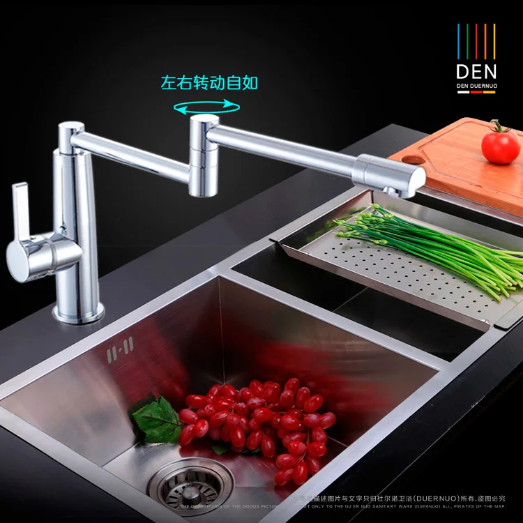 

Full copper hot and cold kitchen folding faucet universal capable of 360 degree rotary drawing sink basin faucet