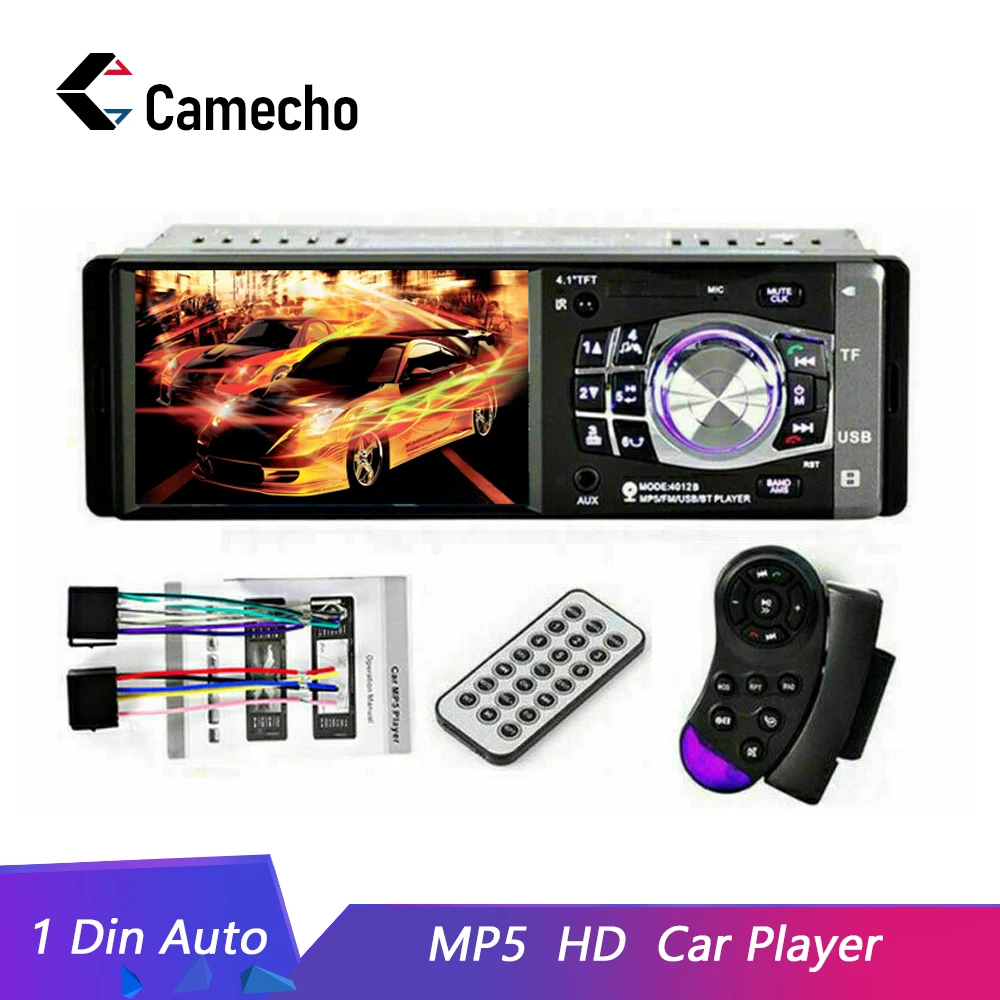 Camecho 1 Din автомагнитола 4,1 ''HD Автомобильный мультимедийный плеер MP3 MP5 Аудио стерео радио Bluetooth FM пульт дистанционного управления видео плеер