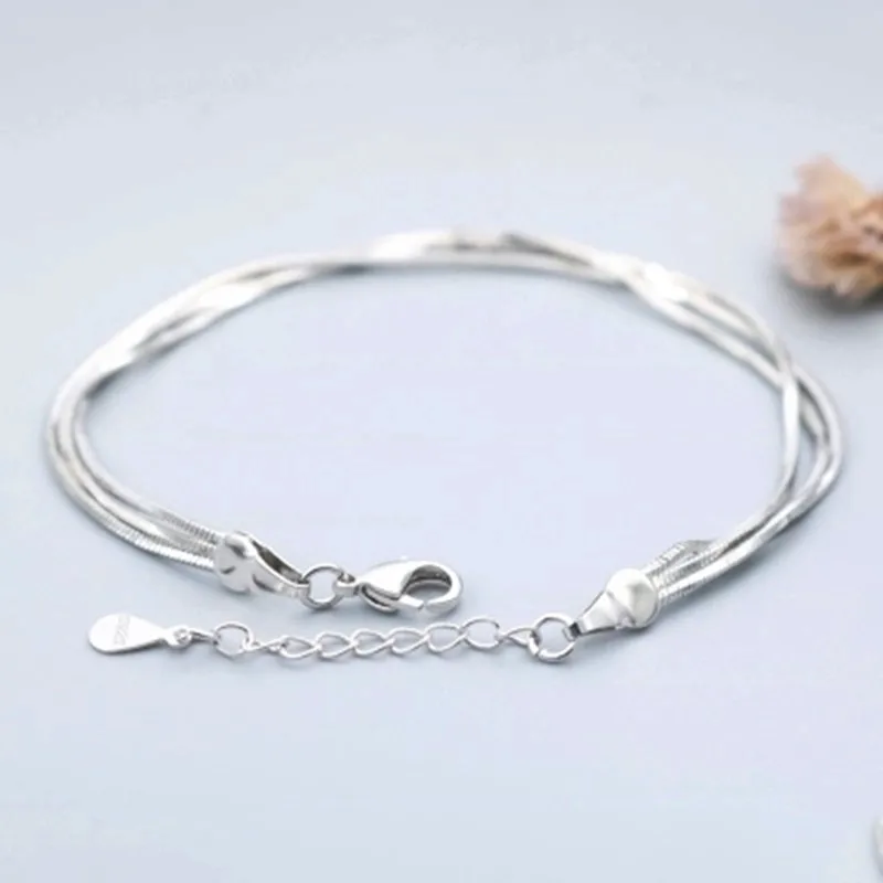 Женский браслет цепочка Bijoux серебристые круглые Многослойные браслеты для