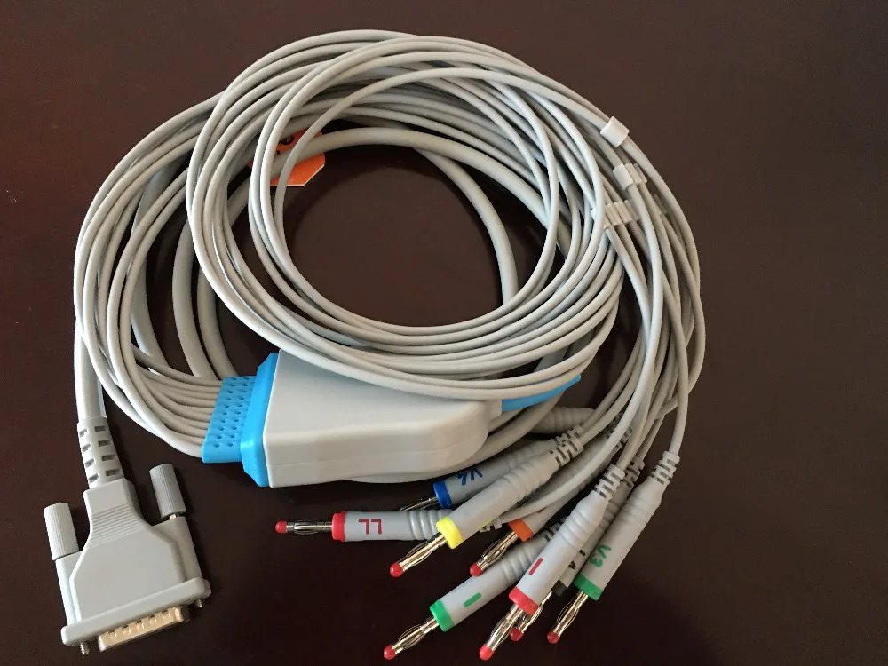 Совместимый новый кабель Schiller EKG с 10 leadwires ECG patient 15pin Banana4.0 AHA AT1 AT3 AT6 CS6 AT5 AT10 без