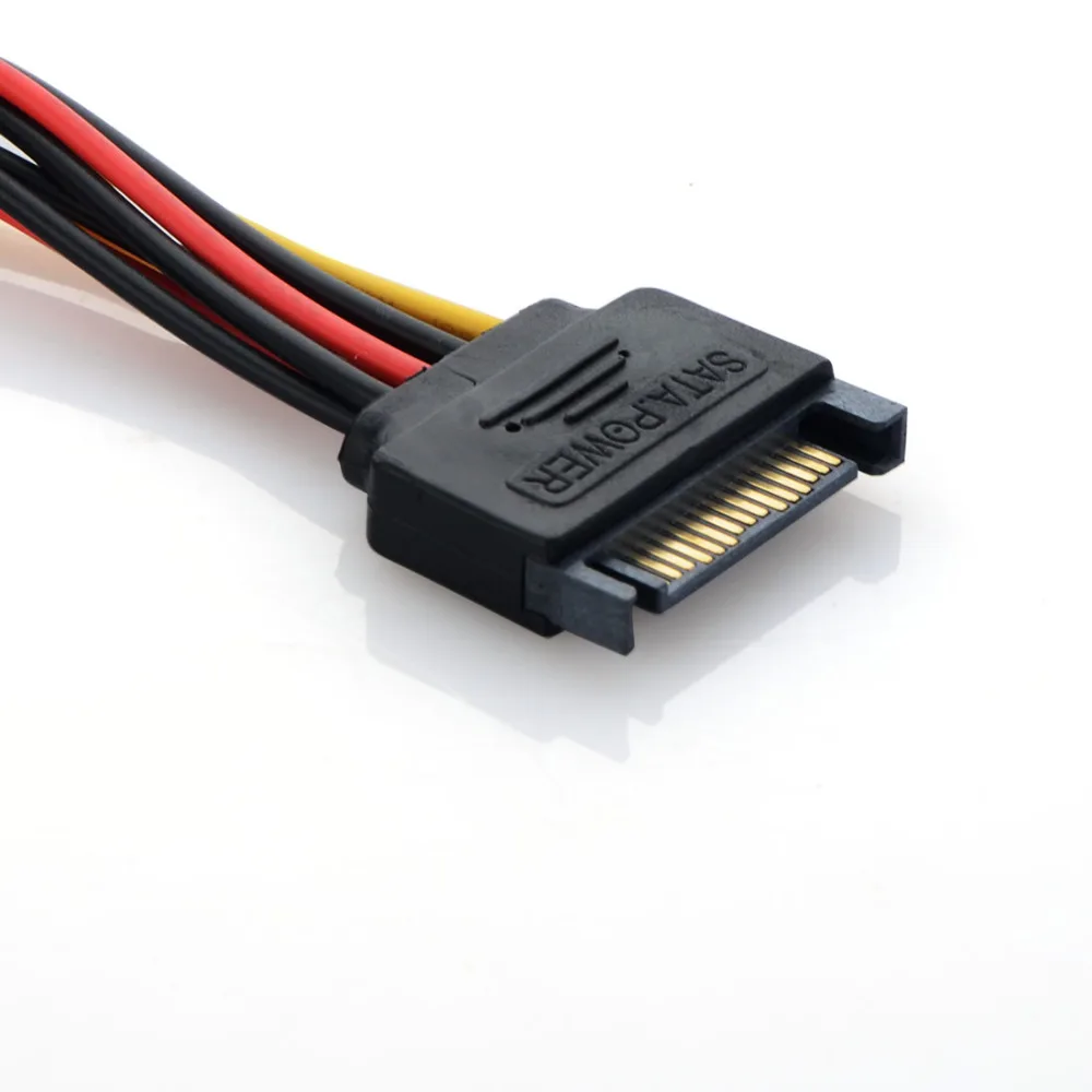 Новый 19 см кабель адаптера питания 15-контактный SATA штекер для Dual Molex 4-контактный