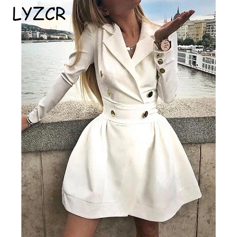 LYZCR белый длинный женский костюм блейзеры и куртки сексуальный тонкий блейзер