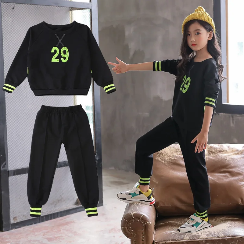 Корейский костюм с длинными рукавами для девочек сезон весна-осень модный