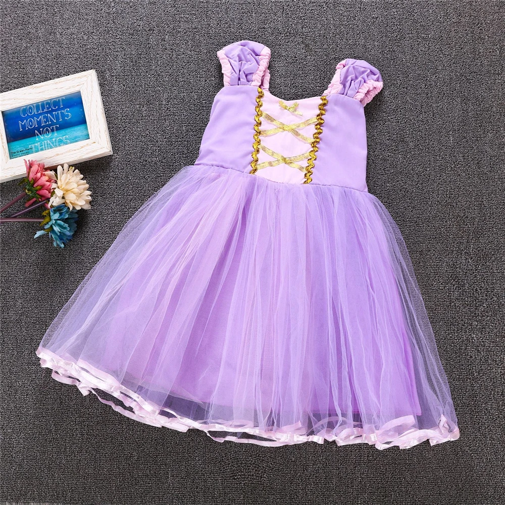 Chrismas Halloween Rapunzel Costume Girls Purple Fairy Tulle Tutu Dress Kids Birthday Party Fantasia Tangled Princess Up | Детская
