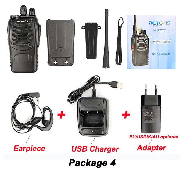 1 шт. Retevis H777 Walkie Talkie UHF 400-470 МГц 16CH Ham радио Hf трансивер портативный двухсторонний радио коммуникатор A9104A - Цвет: Package 4