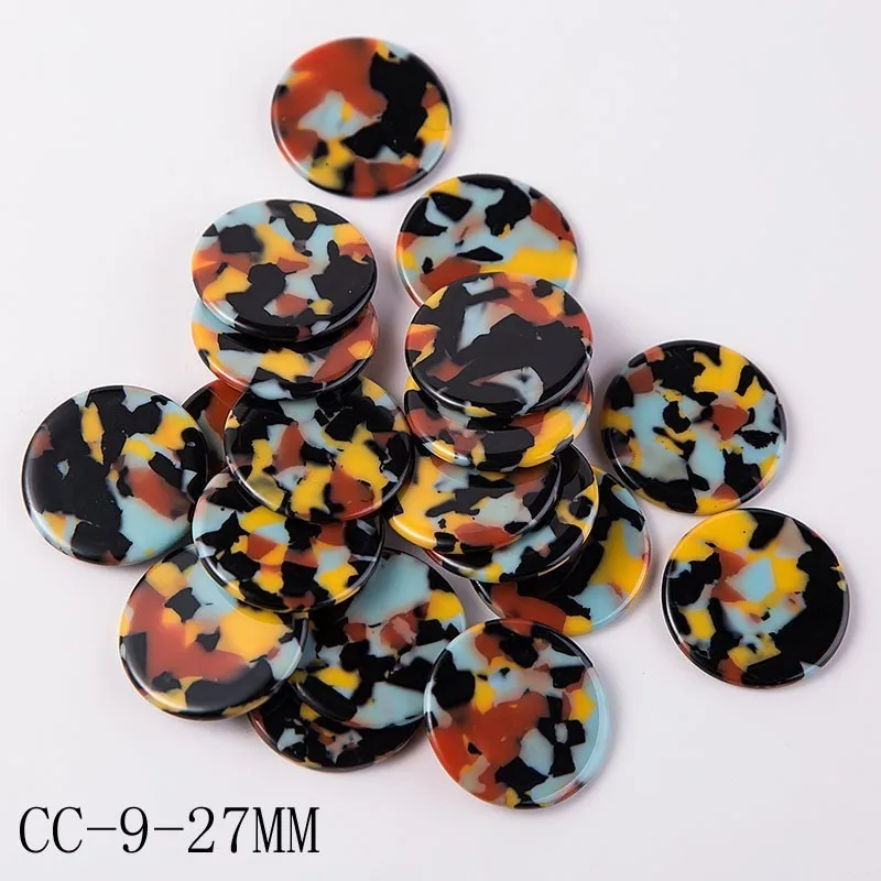 CC-9-27MM Taidian акриловый кабошон для изготовление сережек круглый ацетат пластина плиты грузовых автомобилей с отверстиями 23/25/27 мм 10 шт./лот - Цвет: CC-9-27MM