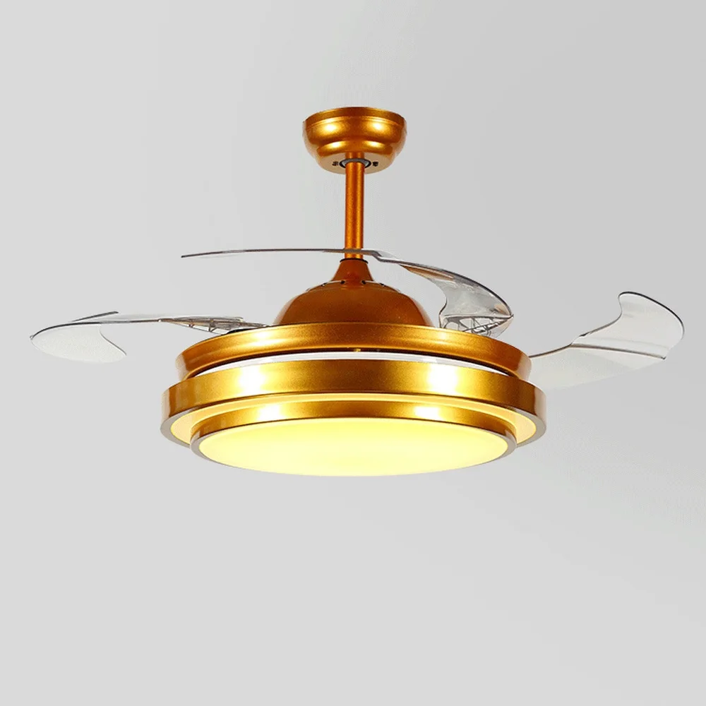 220V 42 inch Silver/Golden Modern Ceiling Fan Remote Control Frequency Conversion With Lights Invisiable LED Folding | Лампы и