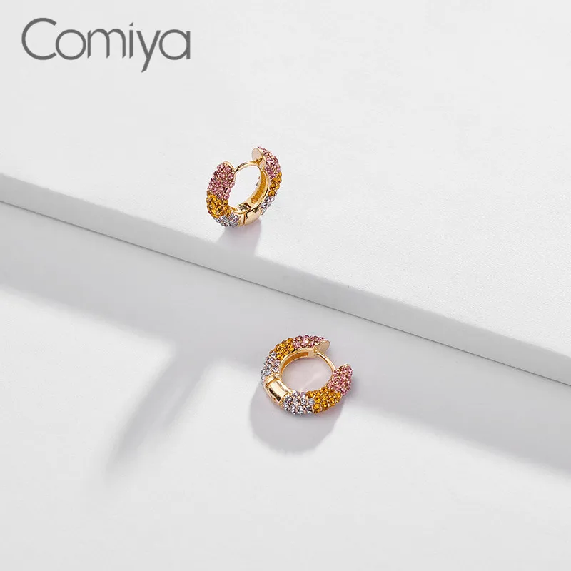 Элегантные серьги гвоздики Comiya для женщин стразы мозаика Цинковый золотистый