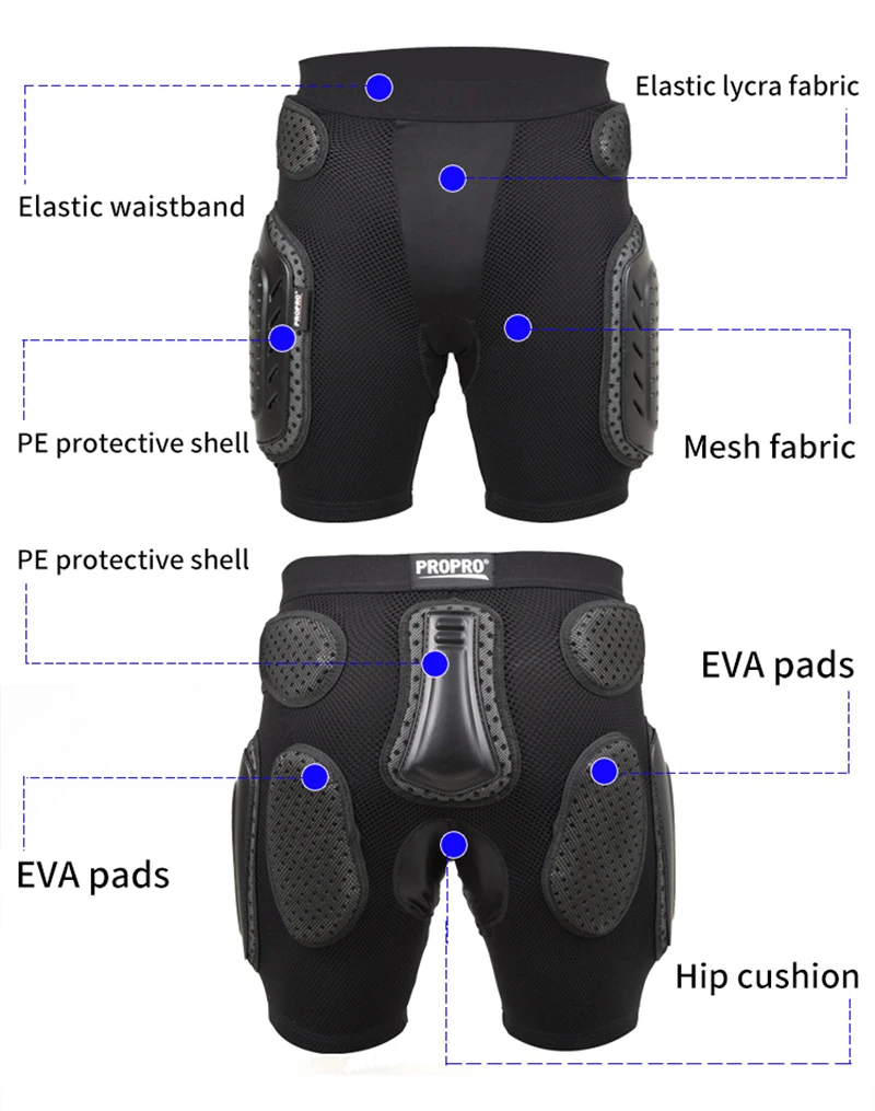 PROPRO Black Motorcycle Shorts Men Anti-drop Armor Gear Hip Butt Support Protection Motocross Hockey Snowboard Ski Protec
