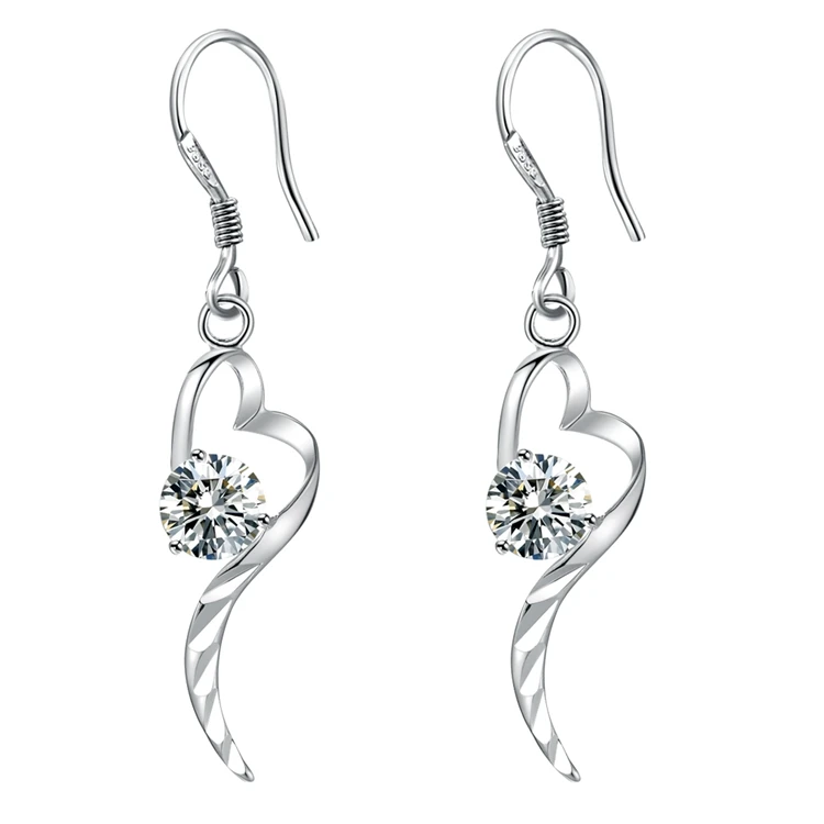 Женские серебряные серьги с цирконом в виде сердца|earrings free|silver earring hoopsearring wire |