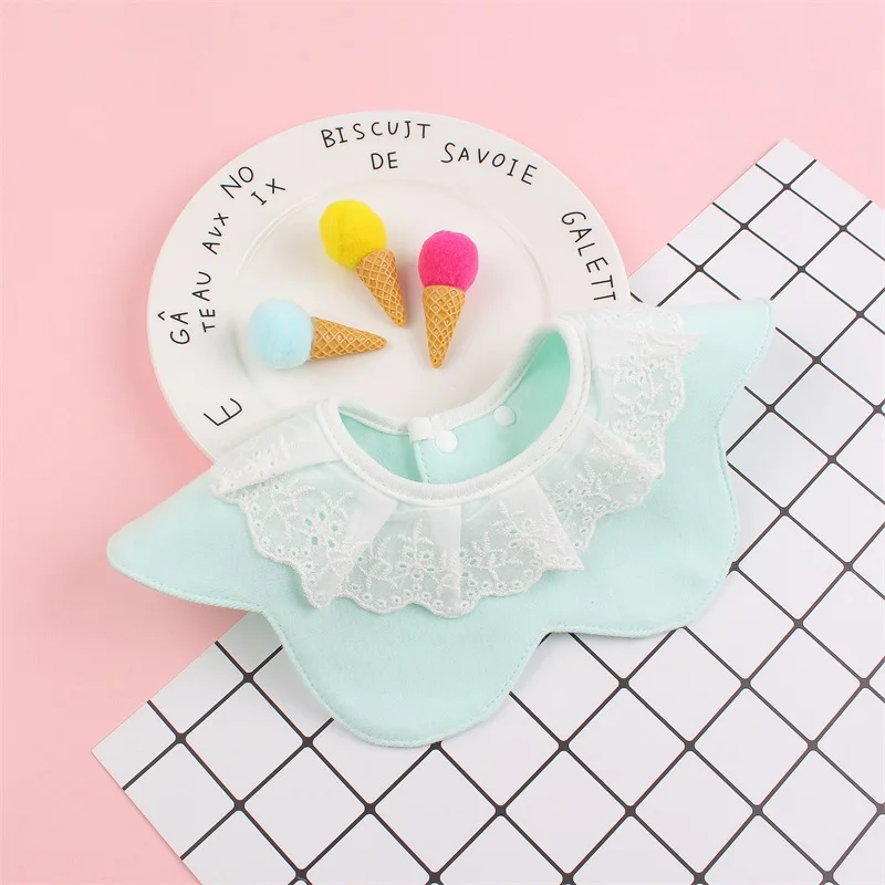 1 шт. кружевные Слюнявчики с вышивкой для маленьких девочек одноцветные