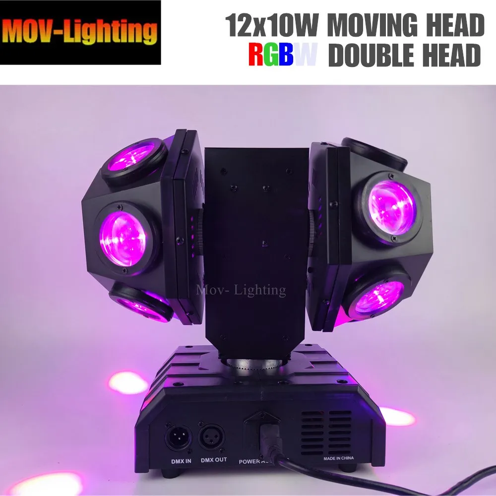 2 шт./лот mini 12x10 Вт RGBW 4в1 светодиодный движущийся луч с двумя стрелками сценический