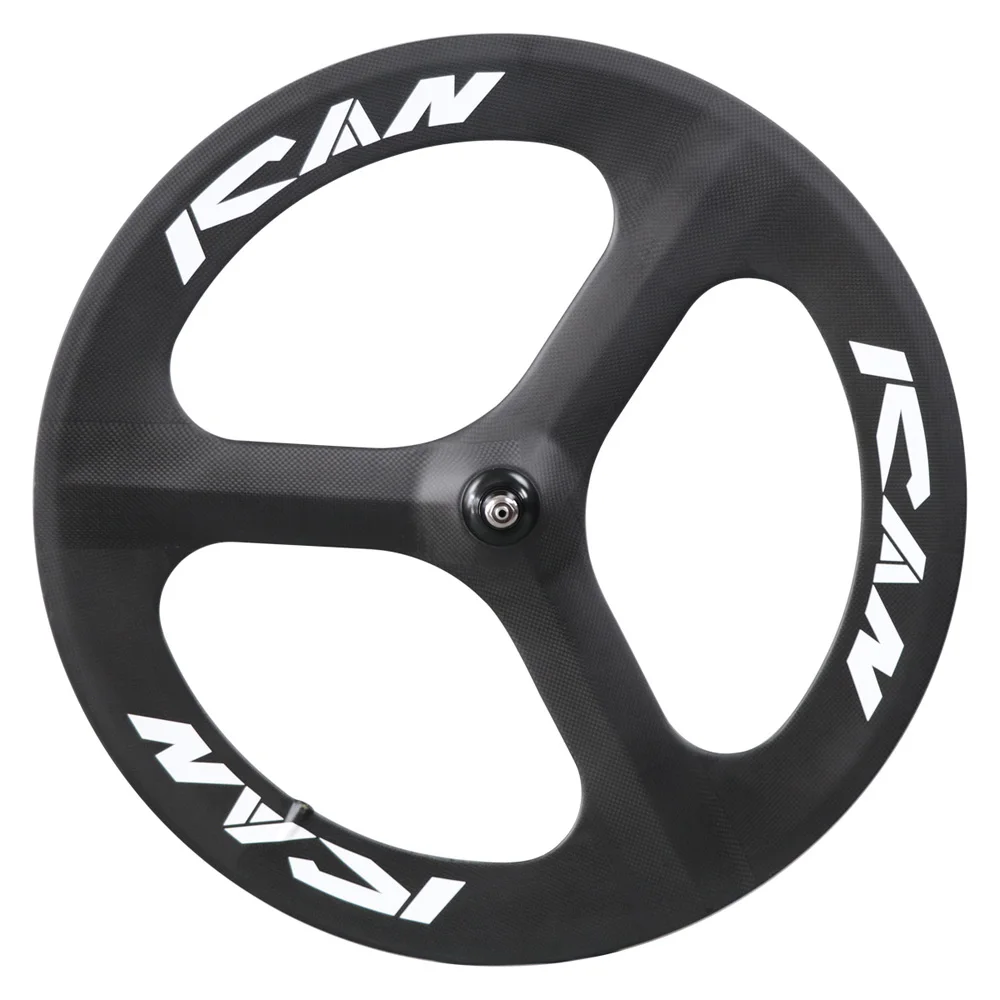 F trispokes TT ICAN Bikes диск шоссейные карбоновые колеса для TT велосипед время Трейл трек велосипед Карбоновые трехспицевые колеса clincher 3 к матовый задний DC-01 - Цвет: F trispokes TT