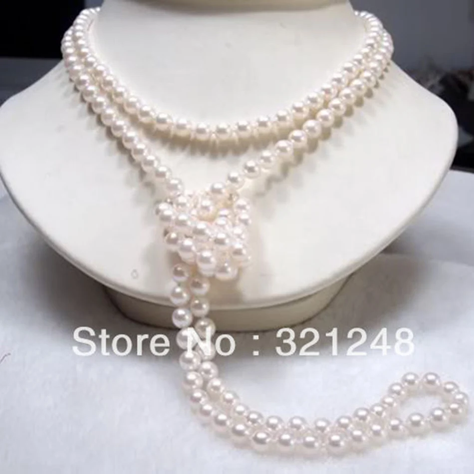 

Fashion white Cultured Freshwater pearl 7-8mm charming round beads diy natural Necklace making 46 inch GE4508