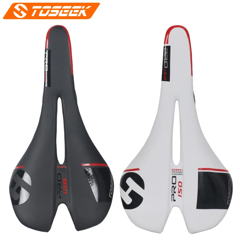 Велосипедное седло TOSEEK PRO138 из углеродного волокна кожаное для горного