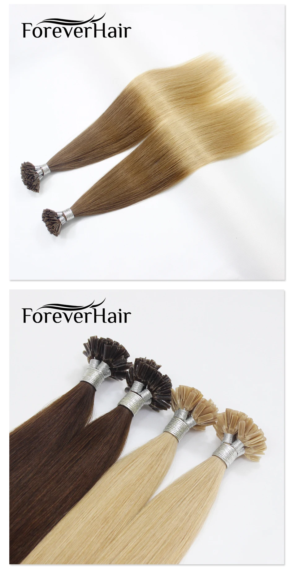 FOREVER HAIR 0,8 г/локон 1" 18" 2" Remy Предварительно Связанные кератиновые волосы для наращивания европейские волосы на кератиновых капсулах fusion Hair 50 s/pac