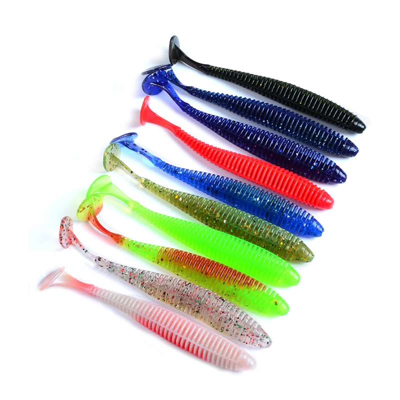 10Pcs 2.4g 8.5cm Pesca Artificial Soft Lure Shad Worm Swimbaits Jig Head Fly Fishing Silicon Rubber Fish bait | Спорт и развлечения