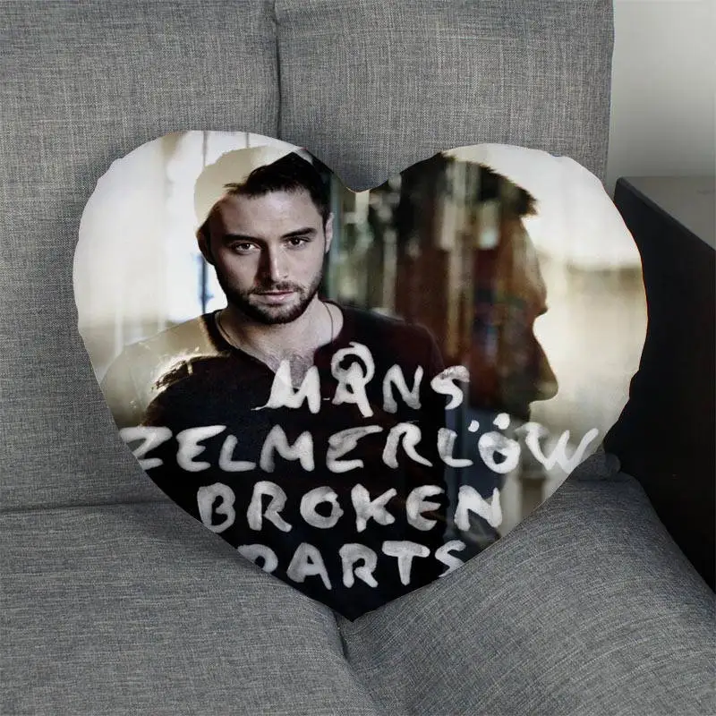 Custom Mans Zelmerlow Heart Shape Pillow Cover Zipper Pillowcase Wedding Home Office Decorative Size Best DIY Gift | Дом и сад