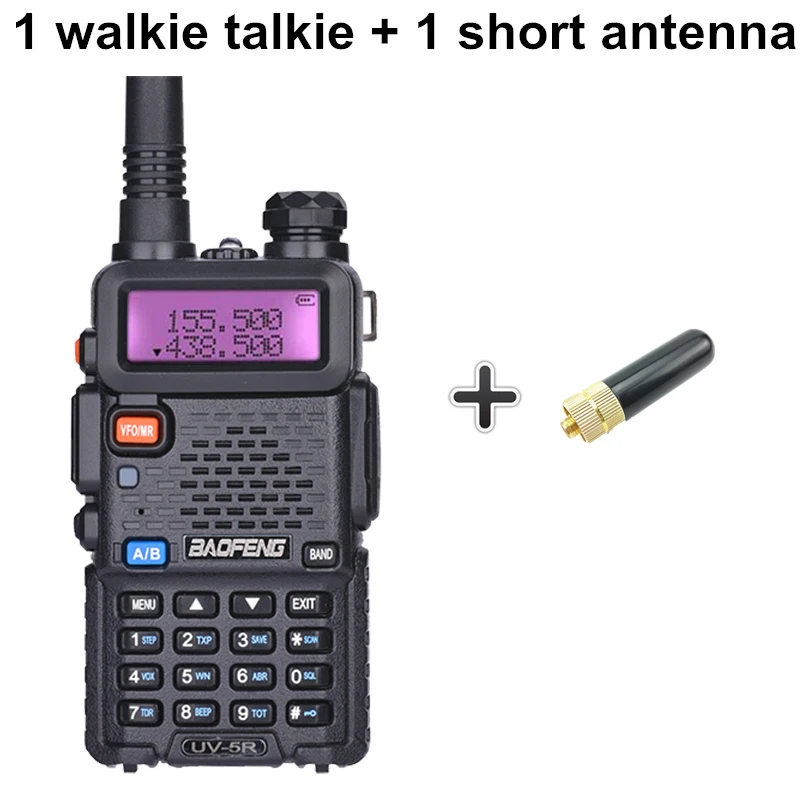 Add a short antenna Baofeng UV-5R профессиональная рация 5 Вт UHF VHF портативная UV5R двухсторонняя радиостанция UV 5R охотничий CB трансивер радиоприемник - Цвет: Add a short antenna