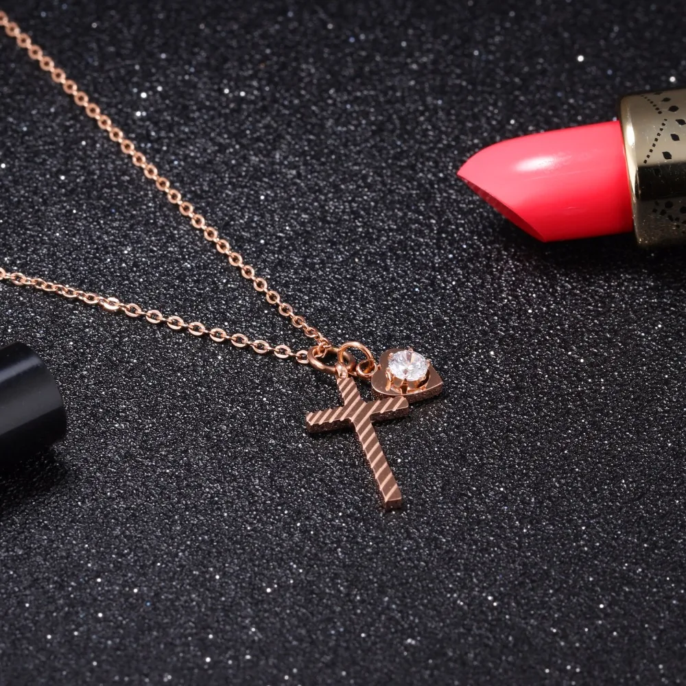 Модное ожерелье с подвеской smalle Cross из нержавеющей стали для женщин инкрустацией