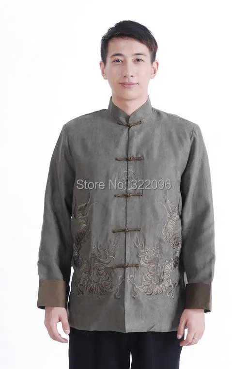 Замшевая куртка с двойным принтом в виде драконов Китайская традиционная стиле