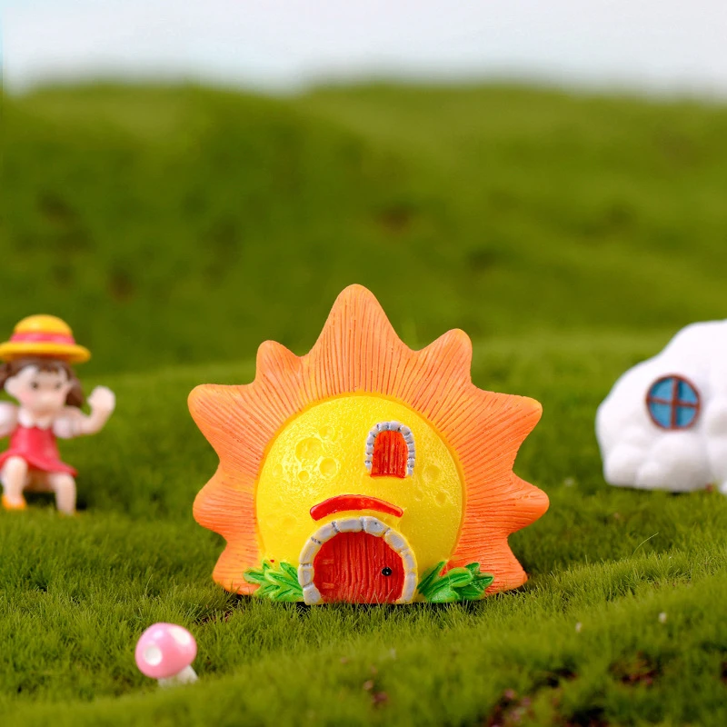 Micro Landscape Mini Cute Resin Sun Moon House Figurine Home Decor Miniature Fairy Garden Decoration Accessories Modern | Дом и сад