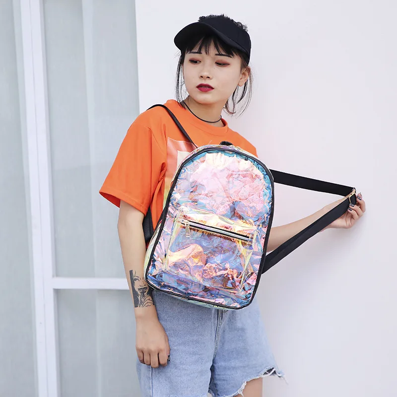

Women's Transparent Jelly Pack Summer Laser Backpack Laser Bag Large Capacity Travel Student Bag clear backpacks PVC MWX334