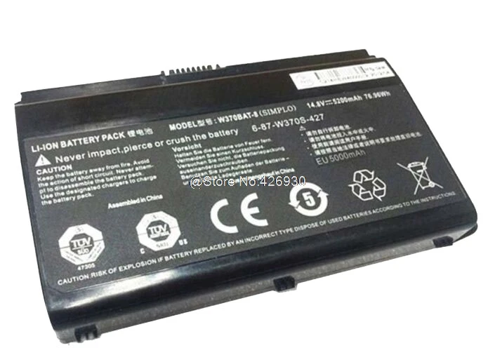 

Battery For CLEVO W350ET W350ETQ W370ET K650S-i7 D1 W370BAT-8 Sager Np6350 Np6370 Schenker Xmg A522 Xmg A722 6-87-W370S-4271