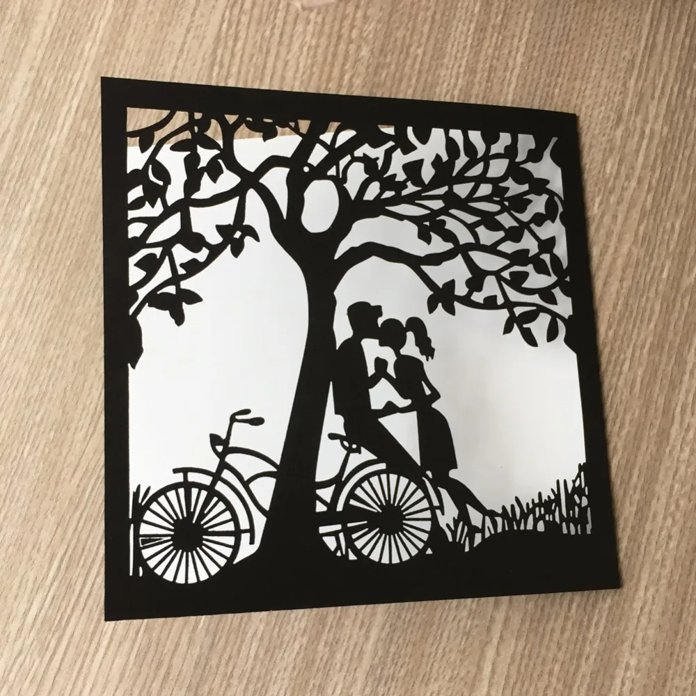 

100pcs Unique Tree Pattern Laser Cut Invitations Card Wedding Invitations Elegant Greeting Blessing Card