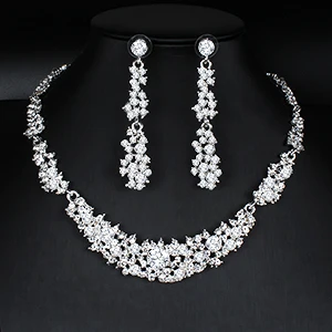 jiayijiaduo Classic Crystal Wedding Jewelry Set Silver Color Necklace Earrings for Women's Dresses Banquet Dating Jewelry - Окраска металла: 4