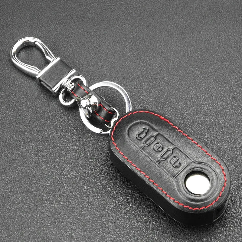 Аксессуары для FIAT 500 черный кожаный чехол брелок ключей защитный цепочка