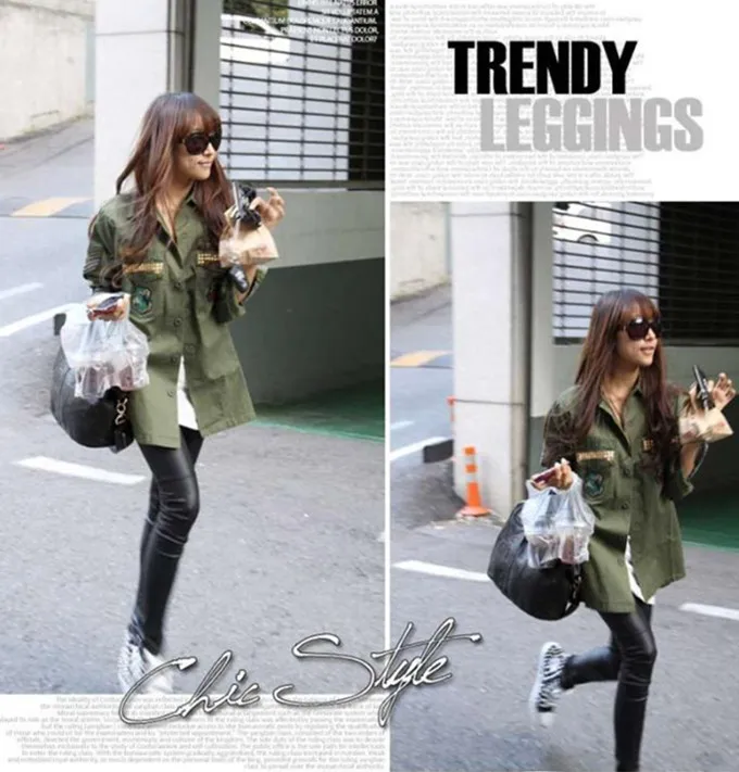 Леггинсы из искусственной кожи для женщин лоскутные черные молочные модные