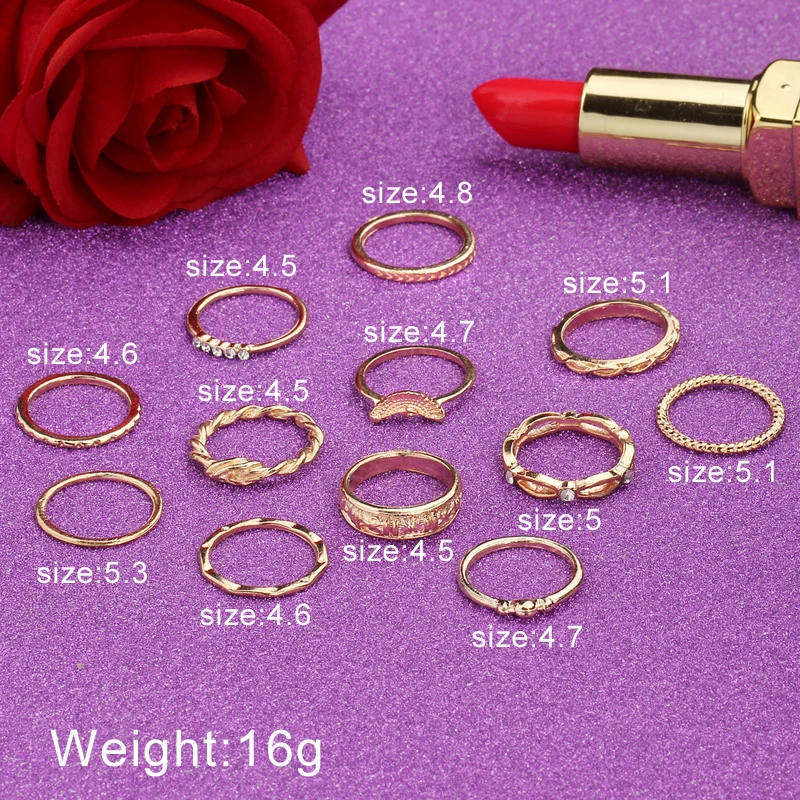 10 шт./партия женское богемное Винтажное кольцо в форме крыла с кристаллами и