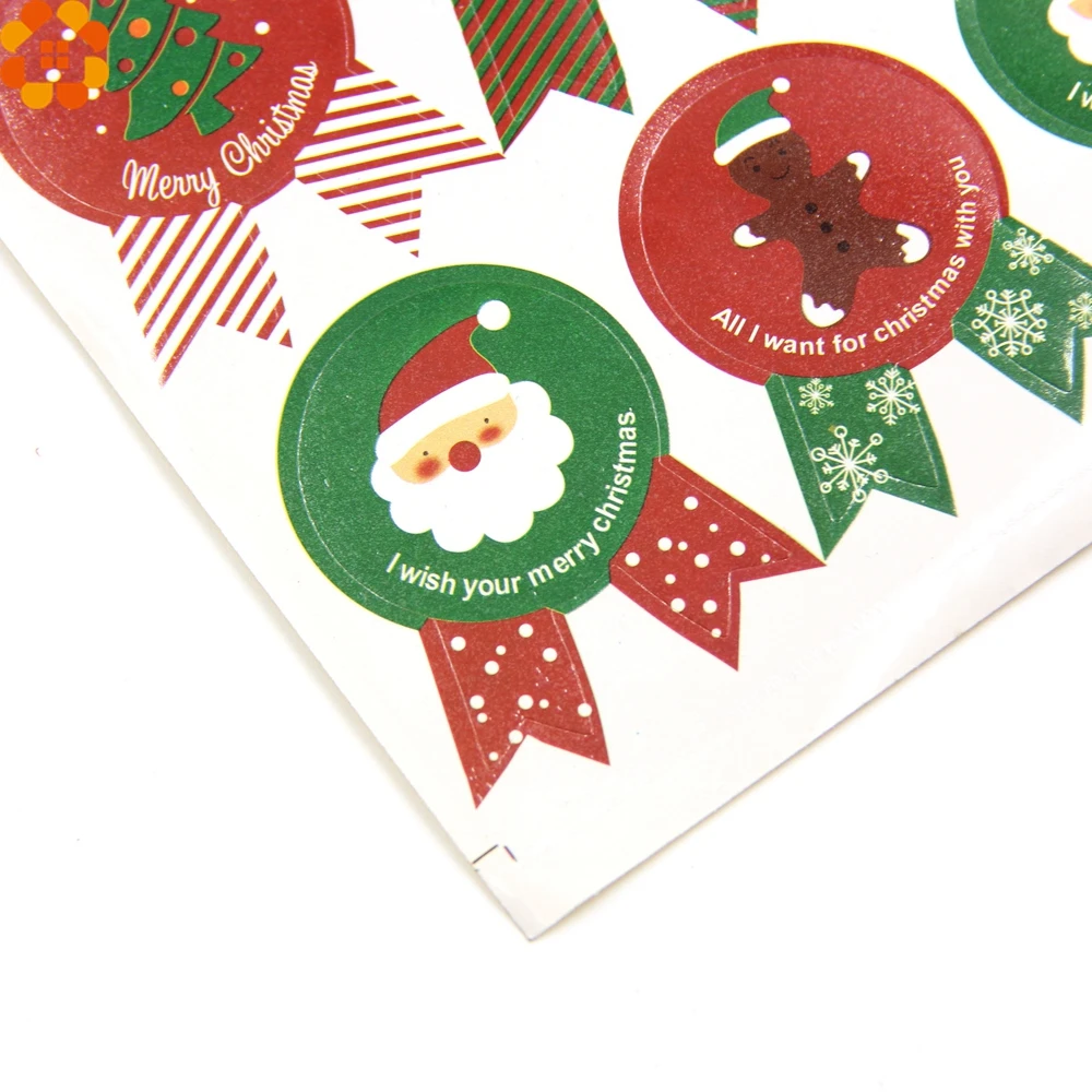 80 шт рождественские наклейки Санта Клаус и деревья бумажный мешок печенье