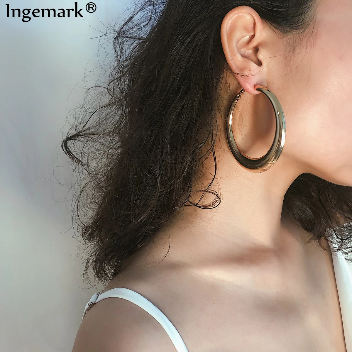 Ingemark Punk Big Size Hoop Earrings Brincos Accessories Party Exaggerated Gold Color Copper Round Circle Earrings Women Jewelry