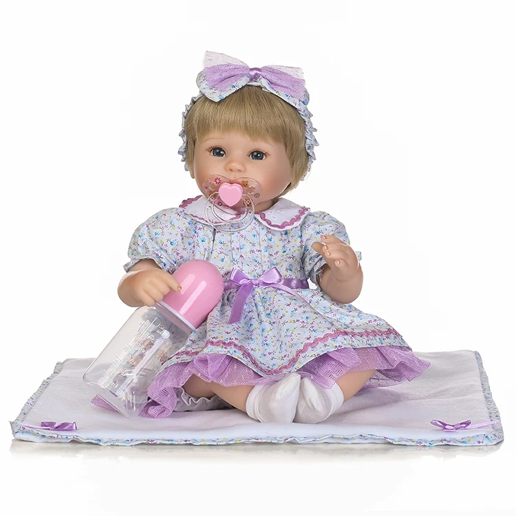 

40cm Kids Bebe Silicone Reborn Dolls Lifelike Newborn Baby Girl with Cute Short Hair Silicone Reborn Baby Doll Children Gifts