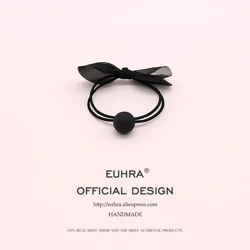 EUHRA 3 Colors Elastic Hair Bands Bow-knot Rosette Frosted Ball Elasticity Women Girls Hairband Children Rubber Band - Цвет: Color 3