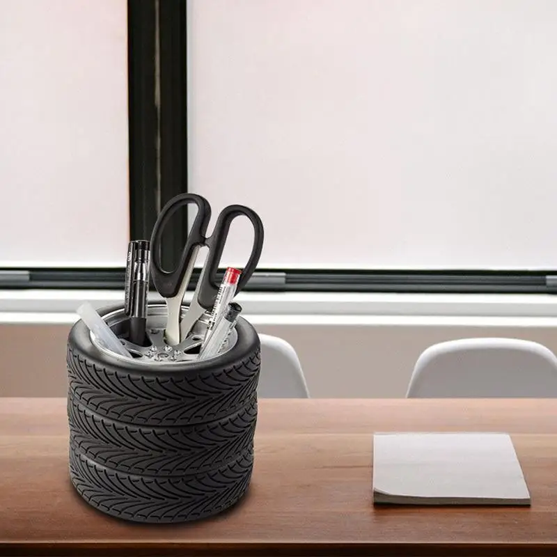 Office School Learning Stationery Storage Simulation Tire Shaped Pen Holder Brush Pot Supplies For Students Children #B |