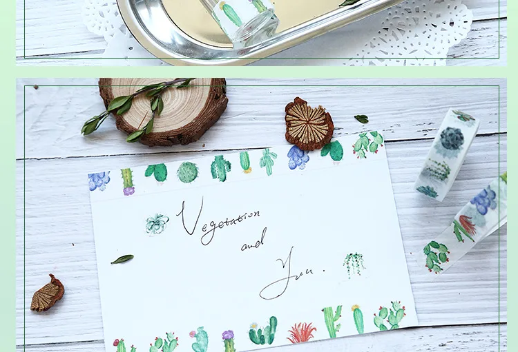 32 pcs/Lot Cute potting plant paper washi tapes Cactus Leaves masking tape stickers for diary letter album Stationery A6017