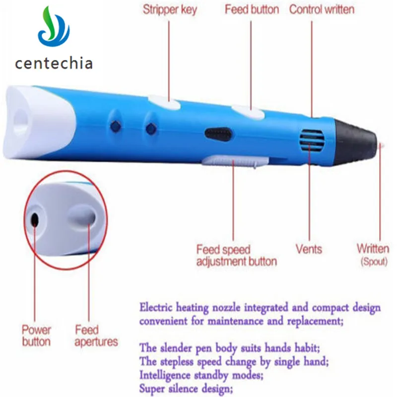 Centechia 3d Ручка 3d ручки abs 1,75 мм PLA нити 3d печатная ручка 3d Ручка умный ребенок подарок на день рождения граффити pen-3d модель XNC