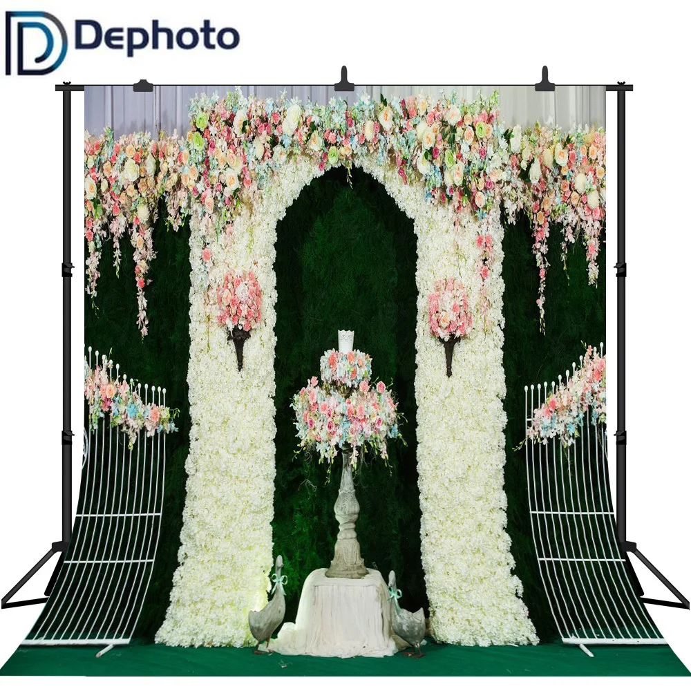 Dephoto свадебный фон для фотосъемки красивые арки цветы романтический фотостудии