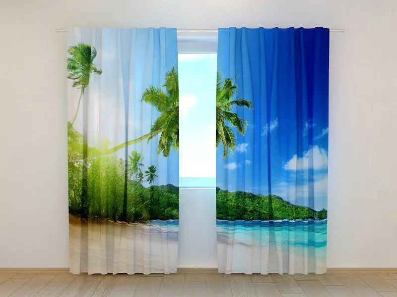 Занавеска 3 d с принтом в виде кокосовой пальмы на море | Дом и сад