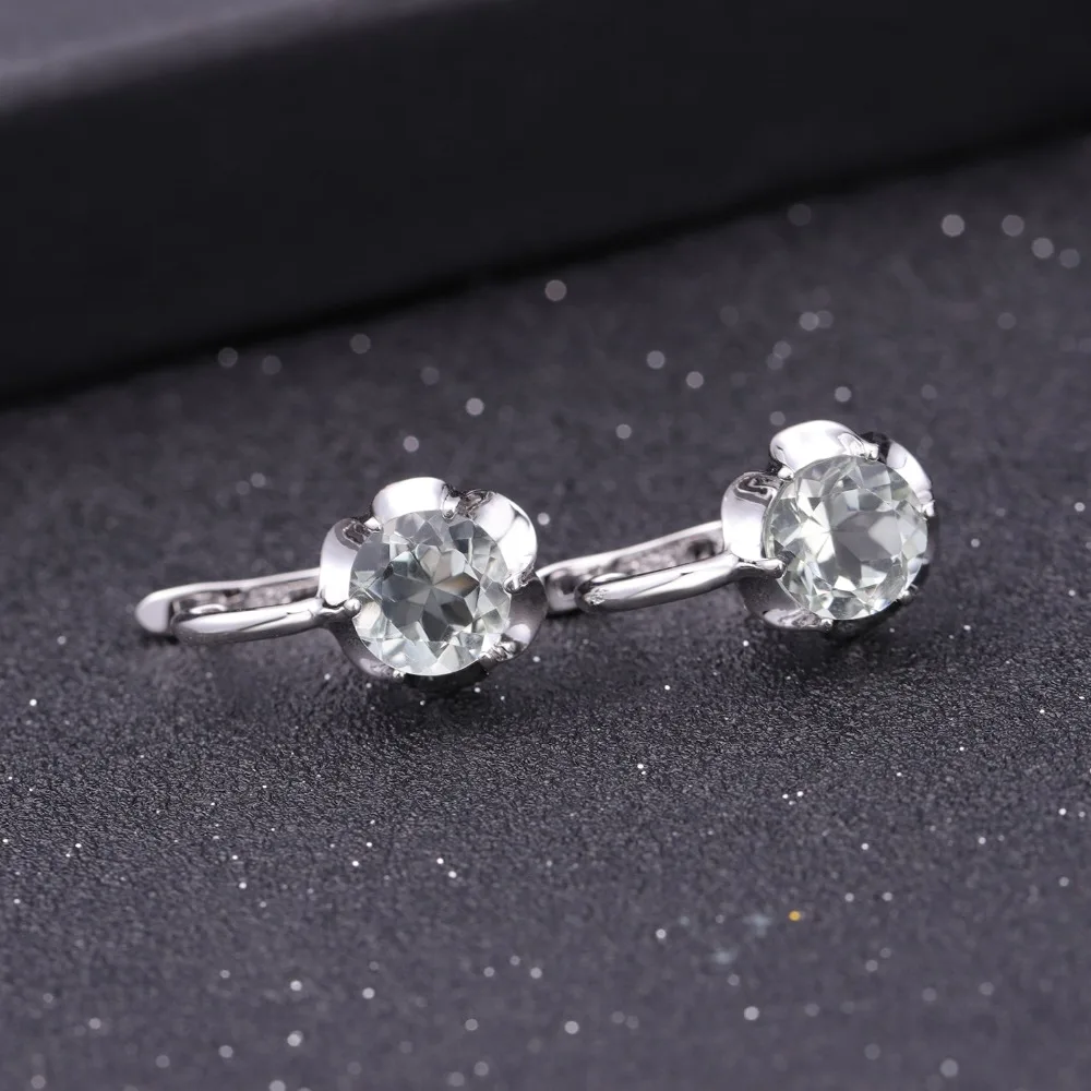 Женские серьги пусеты GEM'S BALLET овальные из чистого серебра 925 пробы с натуральным