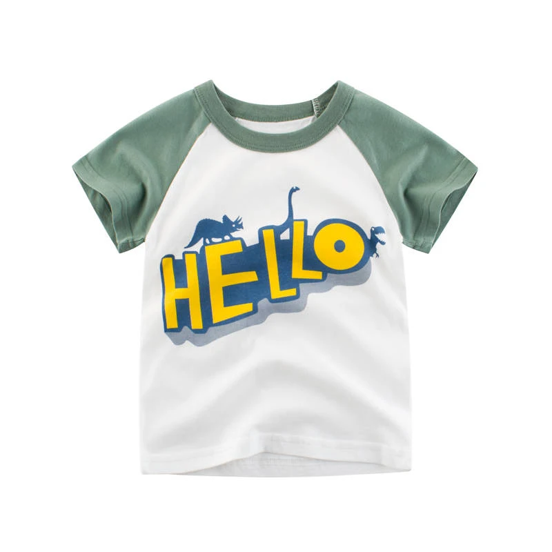 Молодежная хлопковая Футболка для мальчиков летний топ с принтом Hello желтая