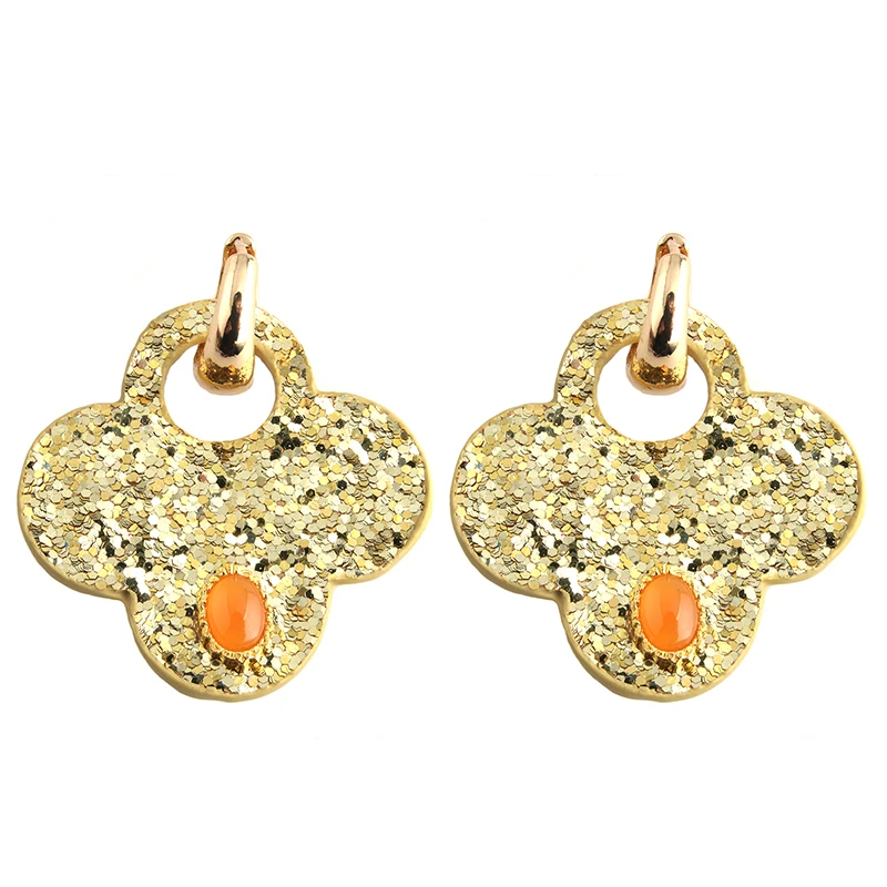 Drop Big Earrings Clover Dangle Glowing Leather Discoloration Stone Large Long Brinco Printing Ear Leopard Oorbellen | Украшения и